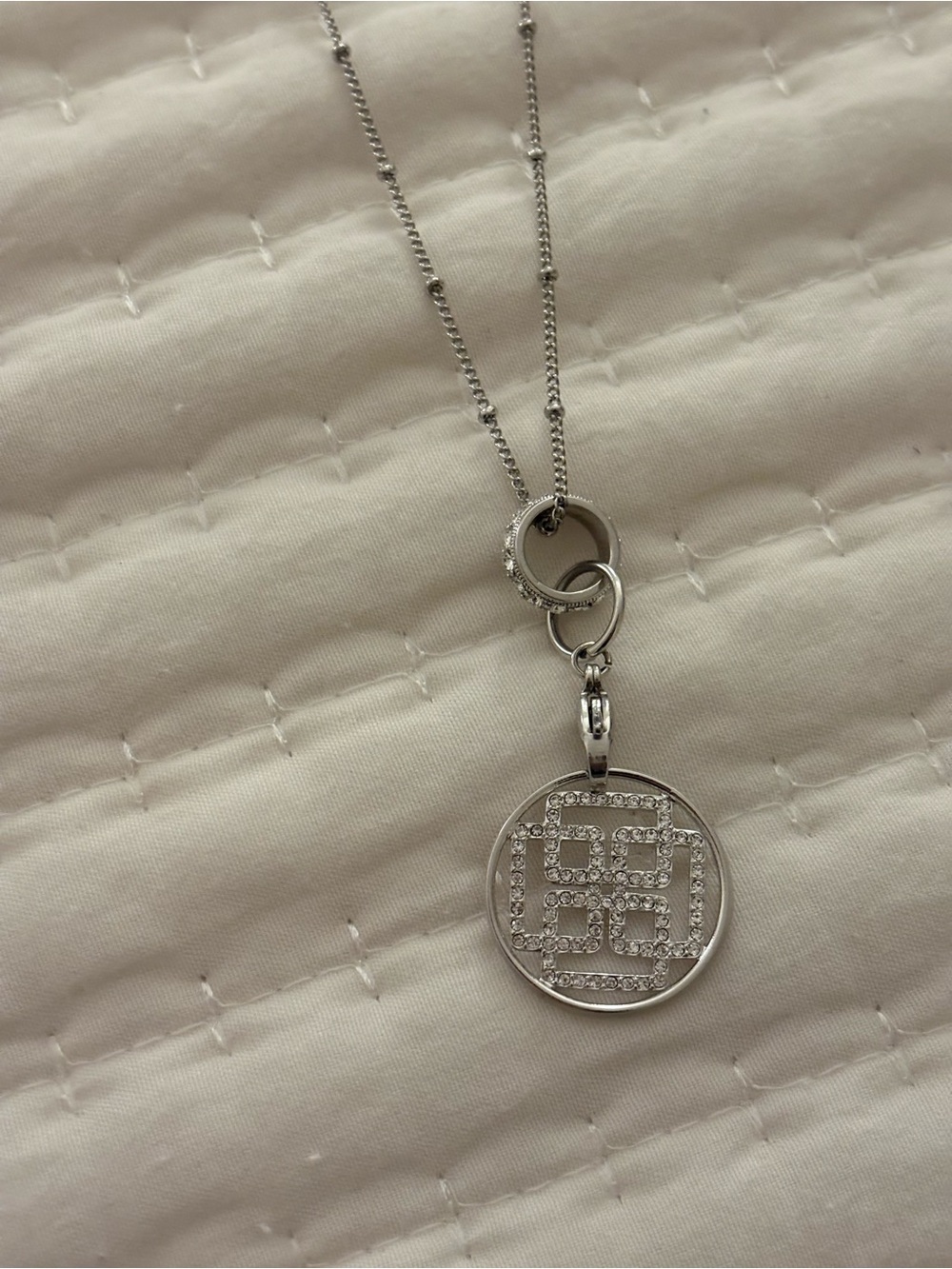 Origami Owl Silver Crystal Round Pendant Necklace